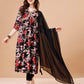 Alia Cut Embroidered & Floral Printed Rayon Kurta With Pant & Dupatta, Multicolor - Hiral Fashion