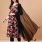 Alia Cut Embroidered & Floral Printed Rayon Kurta With Pant & Dupatta, Multicolor - Hiral Fashion