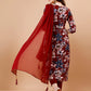 Alia Cut Embroidered & Floral Printed Rayon Kurta With Pant & Dupatta, Multicolor - Hiral Fashion