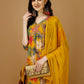 Alia Cut Rayon Embroidered & Floral Printed Kurta With Pant & Dupatta, Multicolor - Hiral Fashion