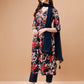 Alia Cut Embroidered & Floral Printed Rayon Kurta With Pant & Dupatta, Multicolor - Hiral Fashion