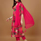 Alia Cut Rayon Embroidered & Floral Printed Kurta With Pant & Dupatta, Multicolor - Hiral Fashion