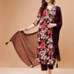 Alia Cut Embroidered & Floral Printed Rayon Kurta With Pant & Dupatta, Multicolor - Hiral Fashion