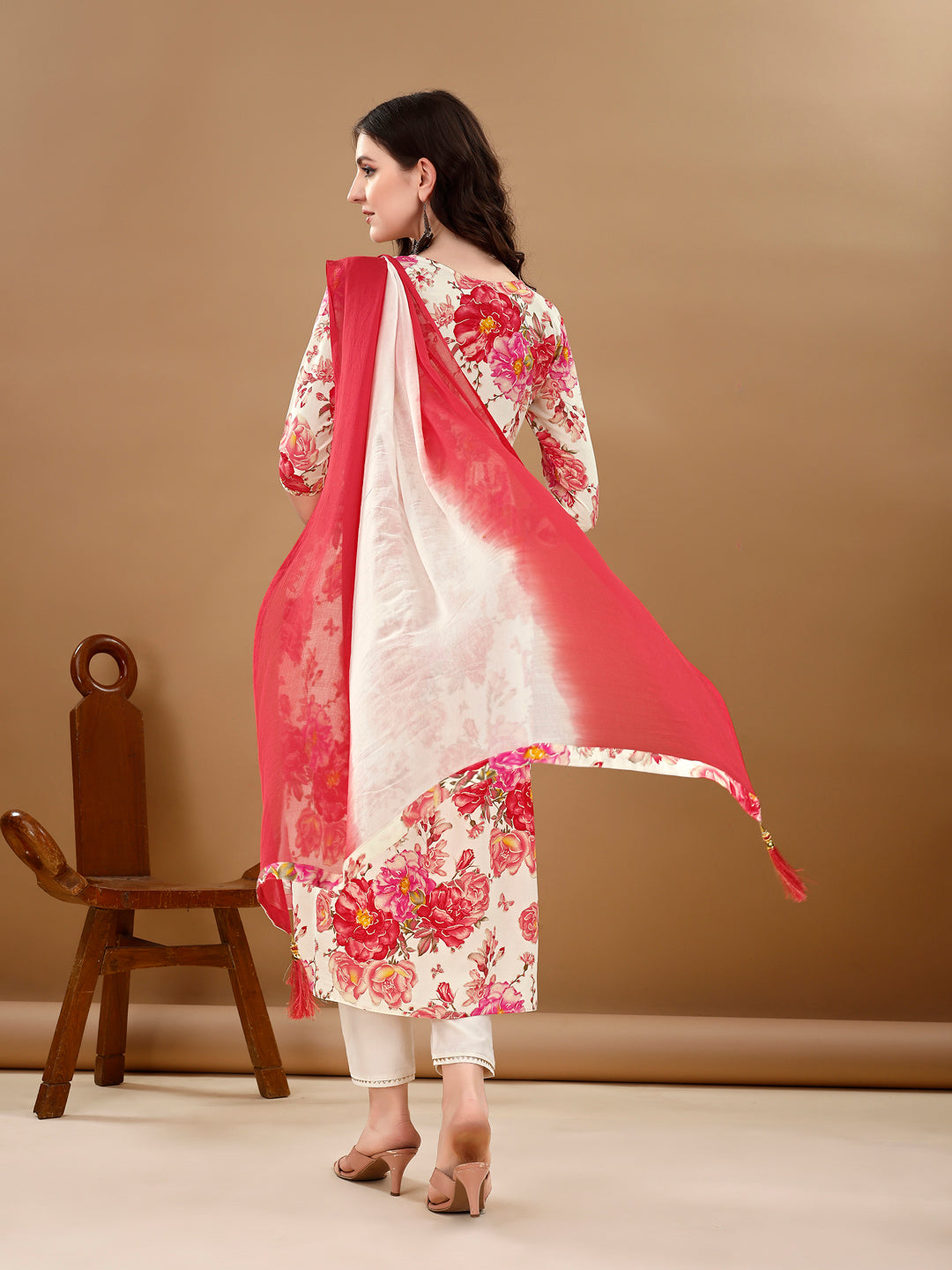 Alia Cut Floral Printed & Embroidered Kurta With Pant & Dupatta Set Premium Luxury, Multicolor - Hiral Fashion