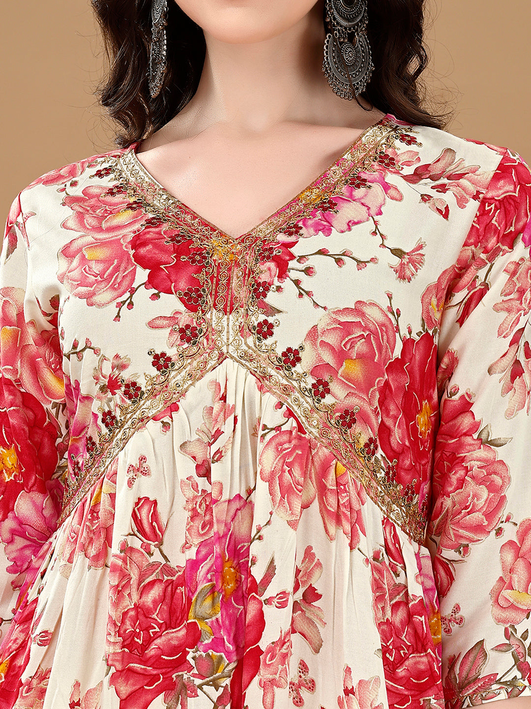Alia Cut Floral Printed & Embroidered Kurta With Pant & Dupatta Set Premium Luxury, Multicolor - Hiral Fashion