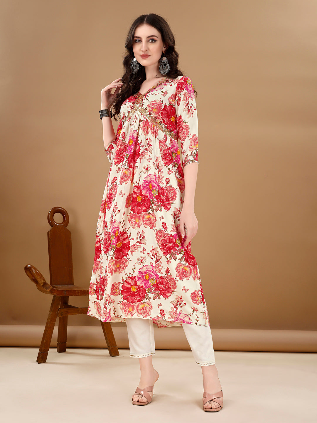 Alia Cut Floral Printed & Embroidered Kurta With Pant & Dupatta Set Premium Luxury, Multicolor - Hiral Fashion
