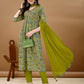 Alia Cut Floral Printed & Embroidered Kurta With Pant & Dupatta Set Luxury Premium, Multicolor - Hiral Fashion