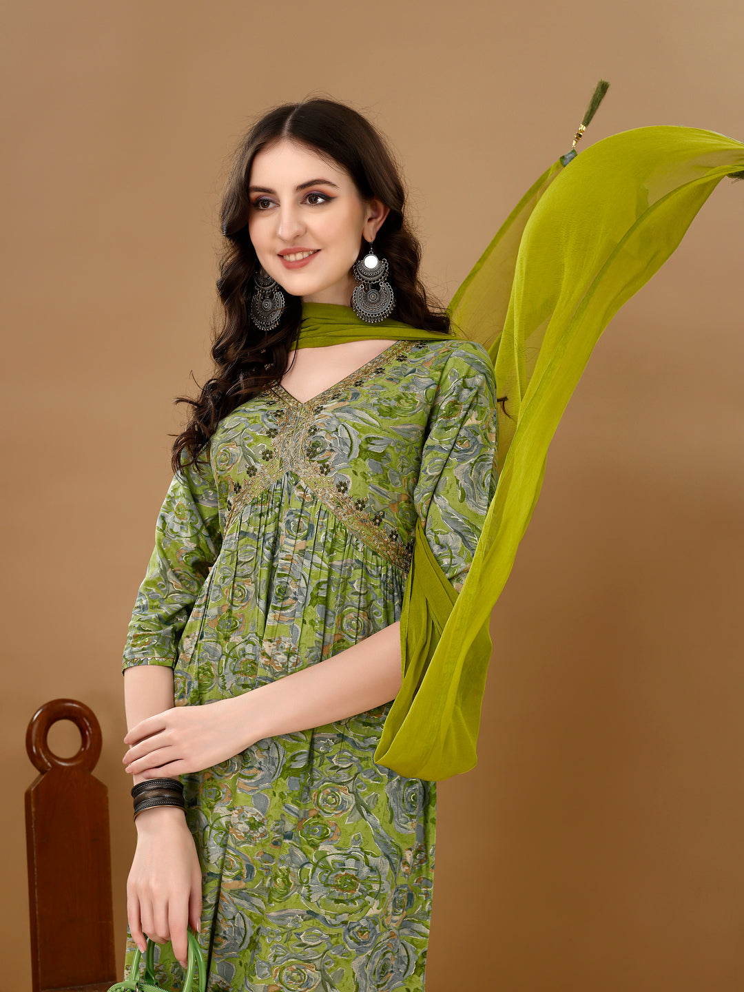 Alia Cut Floral Printed & Embroidered Kurta With Pant & Dupatta Set Luxury Premium, Multicolor - Hiral Fashion
