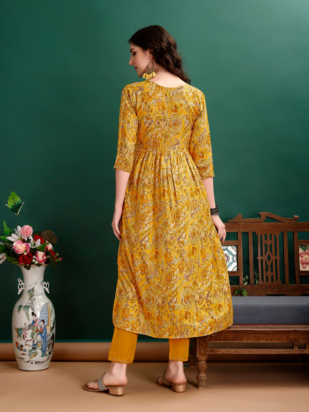 Alia Cut Floral Printed & Embroidered Kurta With Pant & Dupatta Set Luxury Premium, Multicolor - Hiral Fashion