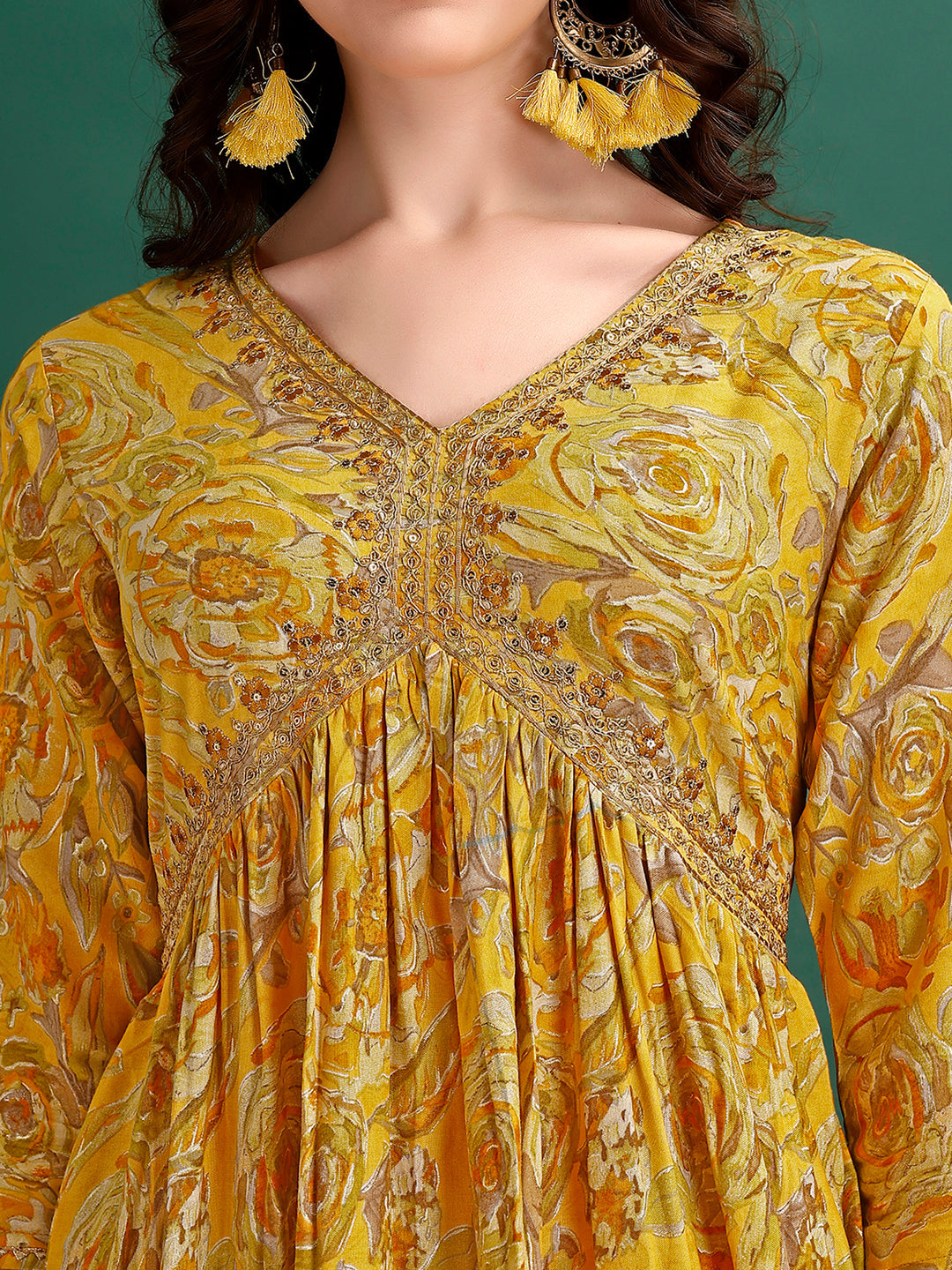 Alia Cut Floral Printed & Embroidered Kurta With Pant & Dupatta Set Luxury Premium, Multicolor - Hiral Fashion