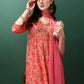 Alia Cut Floral Printed & Embroidered Kurta With Pant & Dupatta Set, Pink - Hiral Fashion