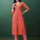 Alia Cut Floral Printed & Embroidered Kurta With Pant & Dupatta Set, Pink - Hiral Fashion