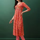 Alia Cut Floral Printed & Embroidered Kurta With Pant & Dupatta Set, Pink - Hiral Fashion