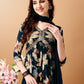 Alia Cut Floral Printed & Embroidered Kurta With Pant & Dupatta Set, Teal - Hiral Fashion