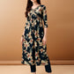Alia Cut Floral Printed & Embroidered Kurta With Pant & Dupatta Set, Teal - Hiral Fashion