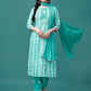 Bandhani Printed Cotton Kurta With Pant & Dupatta, Multicolor - Hiral Fashion