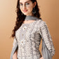 Bandhani Printed Cotton Kurta With Pant & Dupatta, Grey - Hiral Fashion