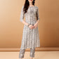 Bandhani Printed Cotton Kurta With Pant & Dupatta, Grey - Hiral Fashion