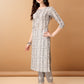 Bandhani Printed Cotton Kurta With Pant & Dupatta, Grey - Hiral Fashion