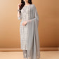 Bandhani Printed Cotton Kurta With Pant & Dupatta, Grey - Hiral Fashion