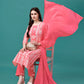 Bandhani Printed Cotton Kurta With Pant & Dupatta, Multicolor - Hiral Fashion