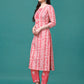 Bandhani Printed Cotton Kurta With Pant & Dupatta, Multicolor - Hiral Fashion