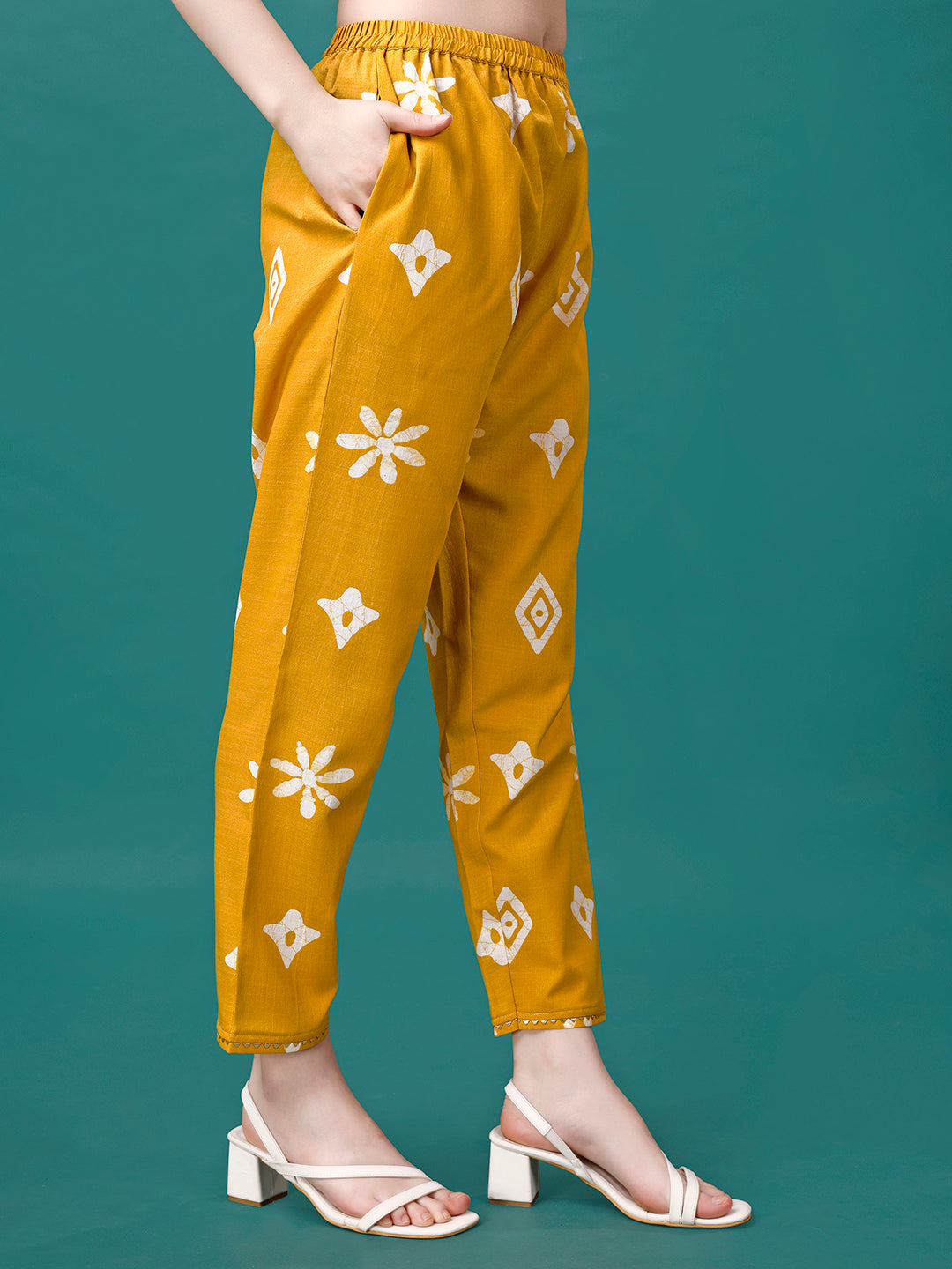 Bandhani Printed Cotton Kurta With Pant & Dupatta, Multicolor - Hiral Fashion