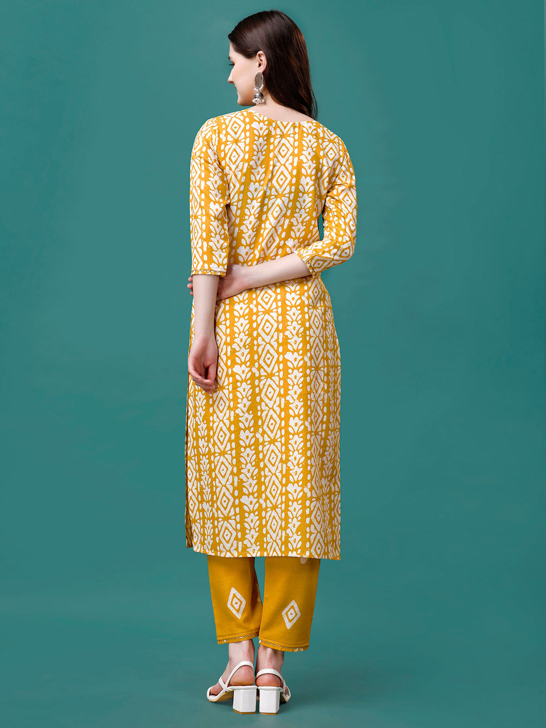 Bandhani Printed Cotton Kurta With Pant & Dupatta, Multicolor - Hiral Fashion
