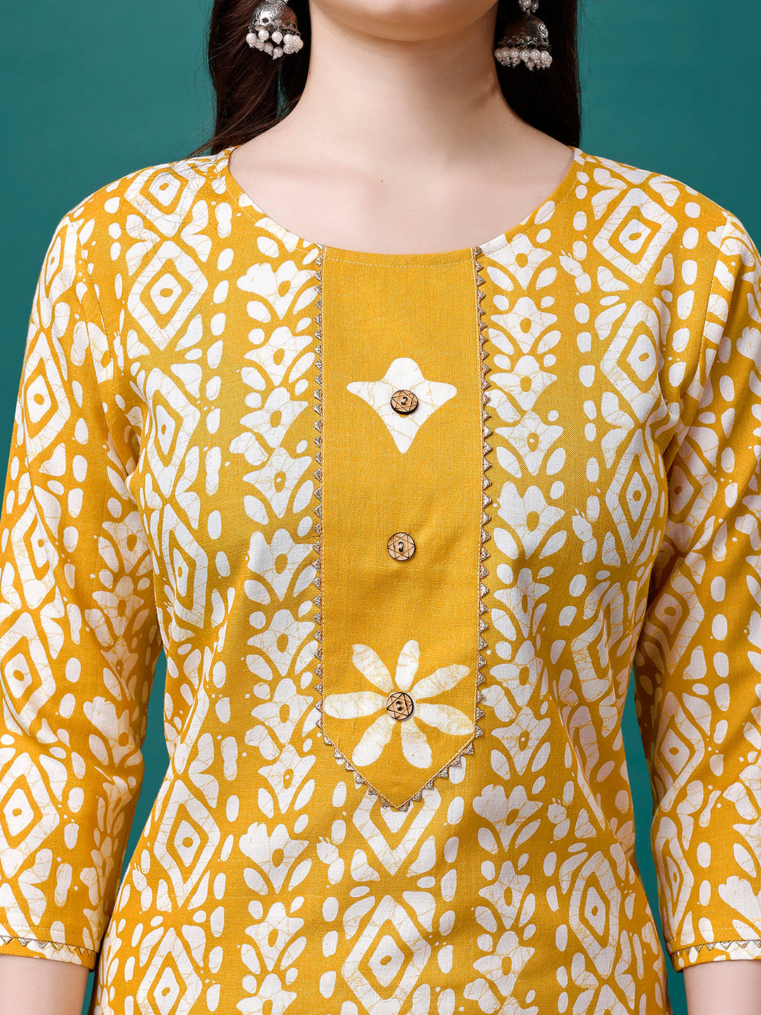 Bandhani Printed Cotton Kurta With Pant & Dupatta, Multicolor - Hiral Fashion