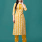 Bandhani Printed Cotton Kurta With Pant & Dupatta, Multicolor - Hiral Fashion