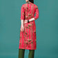 Botanical & Stripes Printed Front Buttoned Cotton Kurta, Multicolor - Hiral Fashion