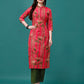 Botanical & Stripes Printed Front Buttoned Cotton Kurta, Multicolor - Hiral Fashion