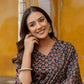 Ajrakh-Inspired Ethnic Handblock Printed Angarkha Style Kurta With Pant & Printed Dupatta, Black - Hiral Fashion