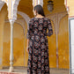 Ajrakh-Inspired Ethnic Handblock Printed Angarkha Style Kurta With Pant & Printed Dupatta, Black - Hiral Fashion