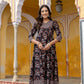 Ajrakh-Inspired Ethnic Handblock Printed Angarkha Style Kurta With Pant & Printed Dupatta, Black - Hiral Fashion