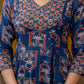 Ajrakh-Inspired Ethnic Handblock Printed Angarkha Style Kurta With Pant & Printed Dupatta, Blue - Hiral Fashion