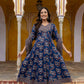 Ajrakh-Inspired Ethnic Handblock Printed Angarkha Style Kurta With Pant & Printed Dupatta, Blue - Hiral Fashion
