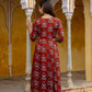 Ajrakh-Inspired Ethnic Handblock Printed Angarkha Style Kurta With Pant & Printed Dupatta, Rust - Hiral Fashion