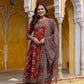 Ajrakh-Inspired Ethnic Handblock Printed Angarkha Style Kurta With Pant & Printed Dupatta, Rust - Hiral Fashion