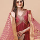 Alia Cut Sequined Embroidered Premium Kurta Set With Banarasi Silk Dupatta, Multicolor - Hiral Fashion