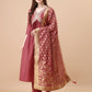 Alia Cut Sequined Embroidered Premium Kurta Set With Banarasi Silk Dupatta, Multicolor - Hiral Fashion