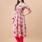 Alia Cut Hand Embroidered Floral Printed Pure Chinon Kurta With Pant & Dupatta, Multicolor - Hiral Fashion