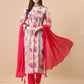 Alia Cut Hand Embroidered Floral Printed Pure Chinon Kurta With Pant & Dupatta, Multicolor - Hiral Fashion