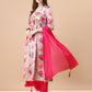 Alia Cut Hand Embroidered Floral Printed Pure Chinon Kurta With Pant & Dupatta, Multicolor - Hiral Fashion