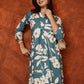 Botanical Printed Kurta With Palazzo Pant, Turquoise - Hiral Fashion