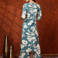 Botanical Printed Kurta With Palazzo Pant, Turquoise - Hiral Fashion