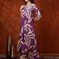 Botanical Printed Kurta With Palazzo Pant, Purple - Hiral Fashion