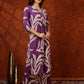 Botanical Printed Kurta With Palazzo Pant, Purple - Hiral Fashion