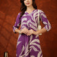 Botanical Printed Kurta With Palazzo Pant, Purple - Hiral Fashion