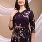 All-Over Abstract Floral Kurta-Palazzo Set, Violet - Hiral Fashion
